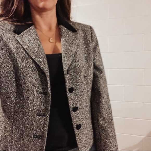 Pendleton Wool Tweed Jacket with Velvet Collar | Tailored Petite Blazer - Picture 2 of 5